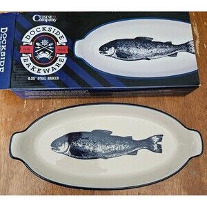 New in Box Oval Dockside Bakeware Oval Dish Fish Salmon Cuisine Co. Gift Him